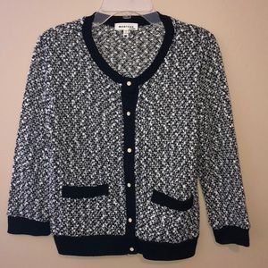 Monteau Black& White Golden Cardigan Sweater Medium